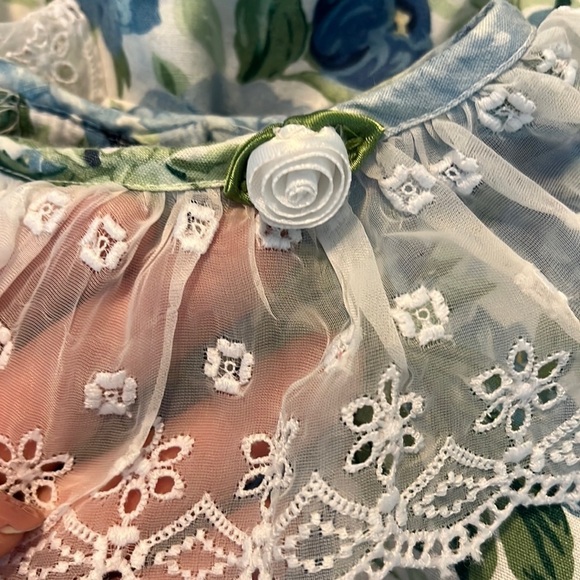 Vintage Iris & Ivy Party Dress Cottagecore Floral Print Sheer collar & Bows 6X - Picture 4 of 7